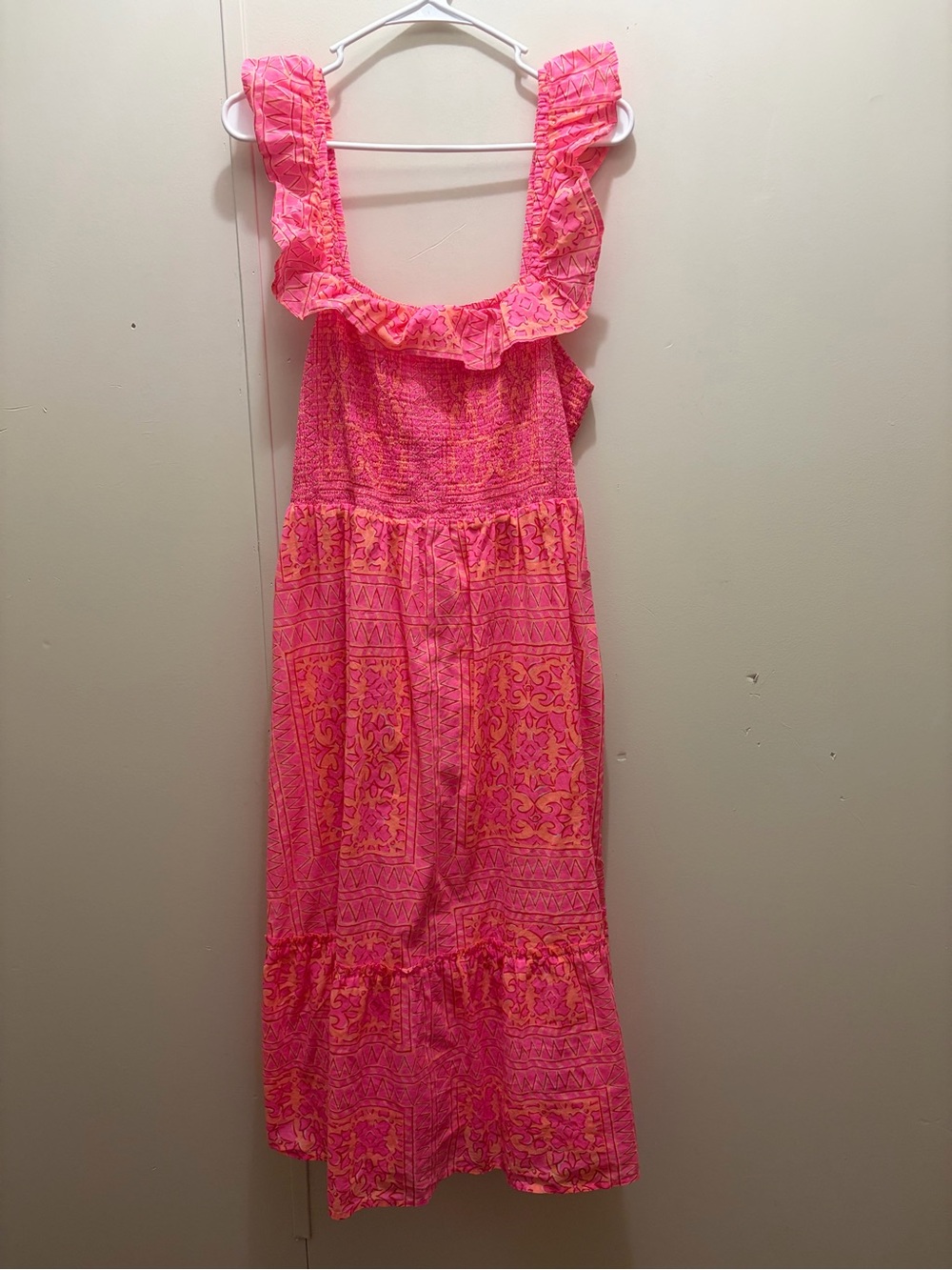 crown & ivy Pink and Coral Ruffle Strap Maxi Dress